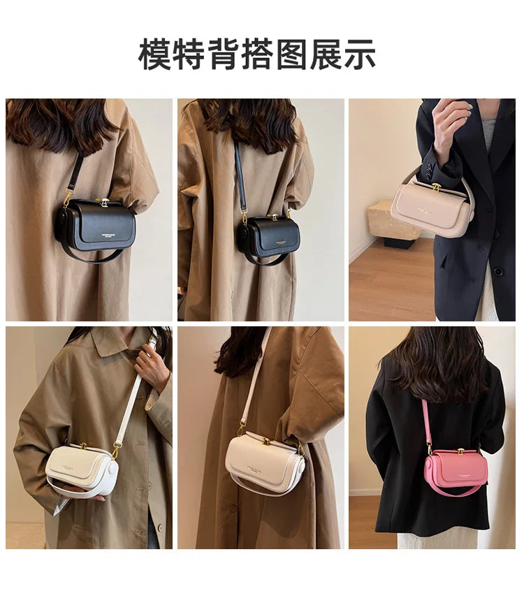 Classic Black Shoulder Bag Women's Versatile Retro Crossbody Square Bags 2024 New Large Capacity Textured Leather Flap Handbags