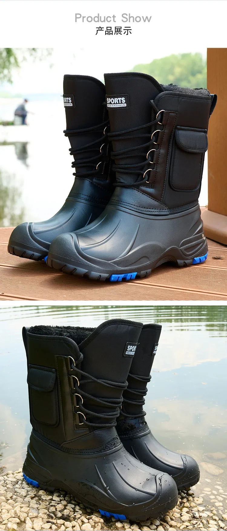 Winter Men's Outdoor Boots Warm Waterproof Snow Boots for Men Fishing Men's Non-slip Hiking Boots Male Sneakers Work