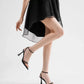 2025 designer women's new fashion letter high heels black super high heels stilettos lace-up sandals for women
