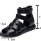 2024 New Women's Tennis Boots Flat Bottom Low Heel Hollow Cool Boots Summer Open Toe Genuine Leather Sandals Flat Shoes