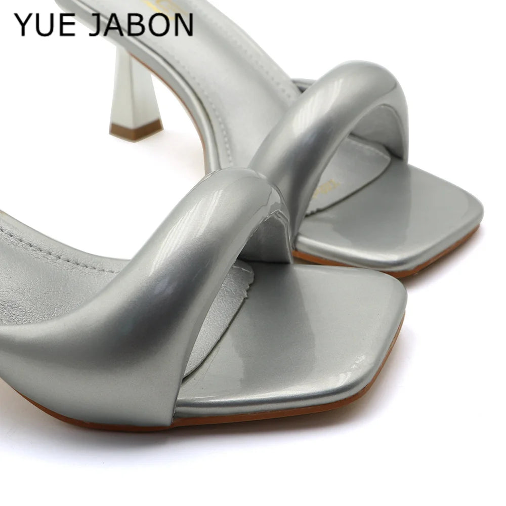 Black Red High Heel Sandals Women Open Toe Slingback Sandals Female Pumps Square Toe Summer Simple Designer Heeled Sandals
