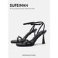 2025 designer women's new fashion letter high heels black super high heels stilettos lace-up sandals for women