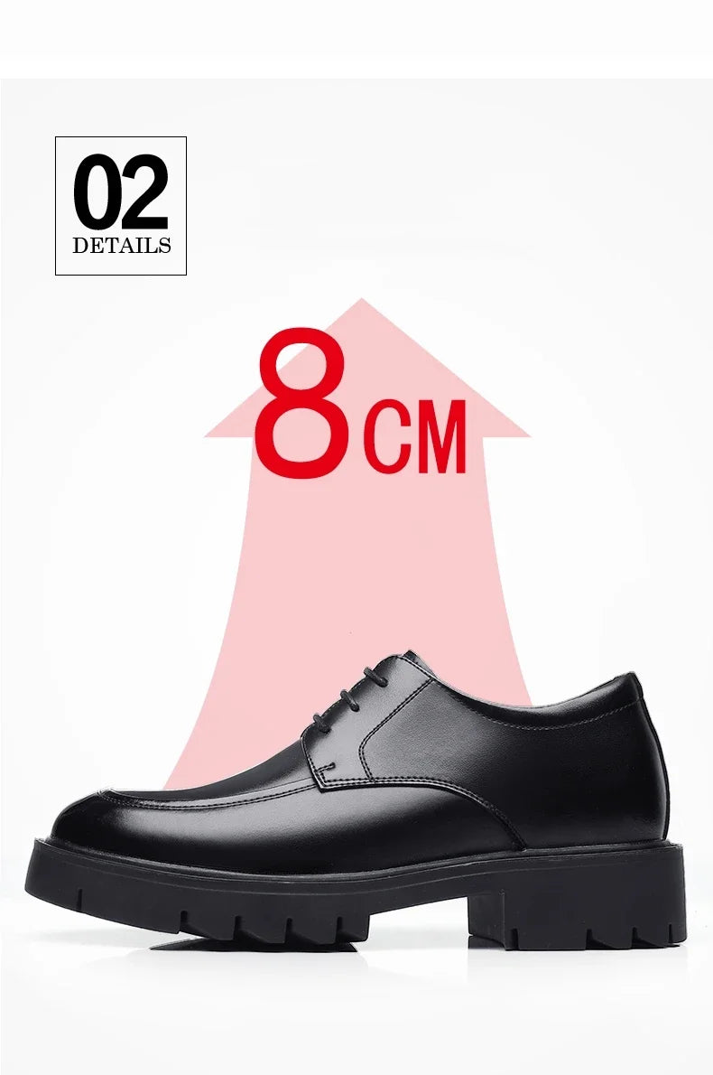 8-10cm Height Increasing Shoes for Men Summer Autumn Inside High Shoes Men's Hollow Business Dress Men's Elevator Leather Shoes