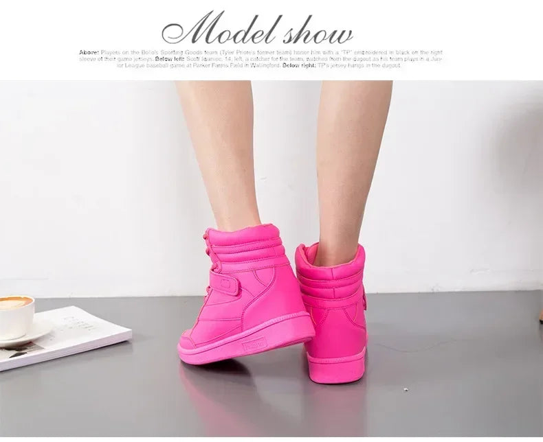 Designer Woman Breathable High Top Black White Boots Women Casual Sport Shoes Platform Hidden Increasing Sneakers Leather Shoe