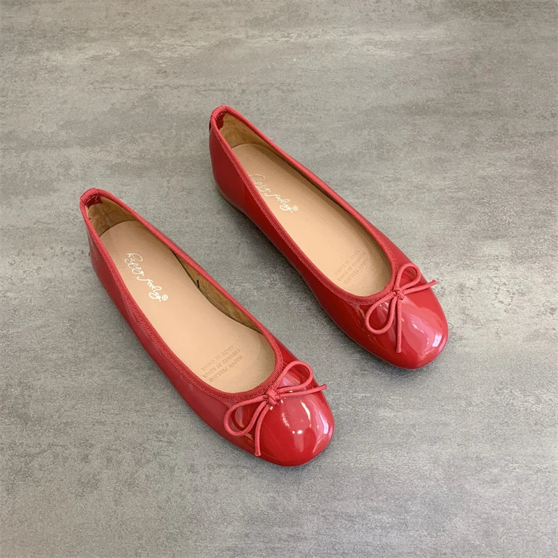 Women Flat Heel Outdoor Casual Mary Jane Red New  Flat Shoes Fashion Shallow Slip On Ladies Elegant Ballerinas Soft Shoes
