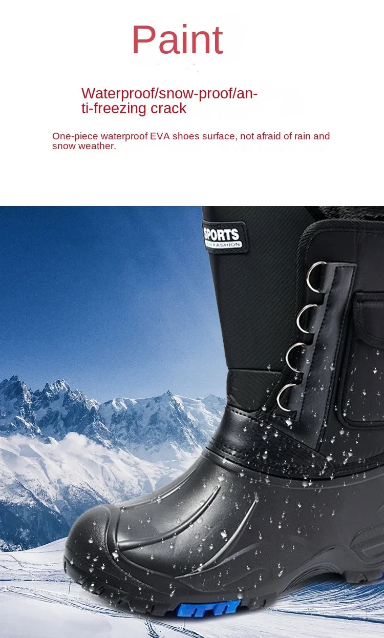 Winter Men's Outdoor Boots Warm Waterproof Snow Boots for Men Fishing Men's Non-slip Hiking Boots Male Sneakers Work