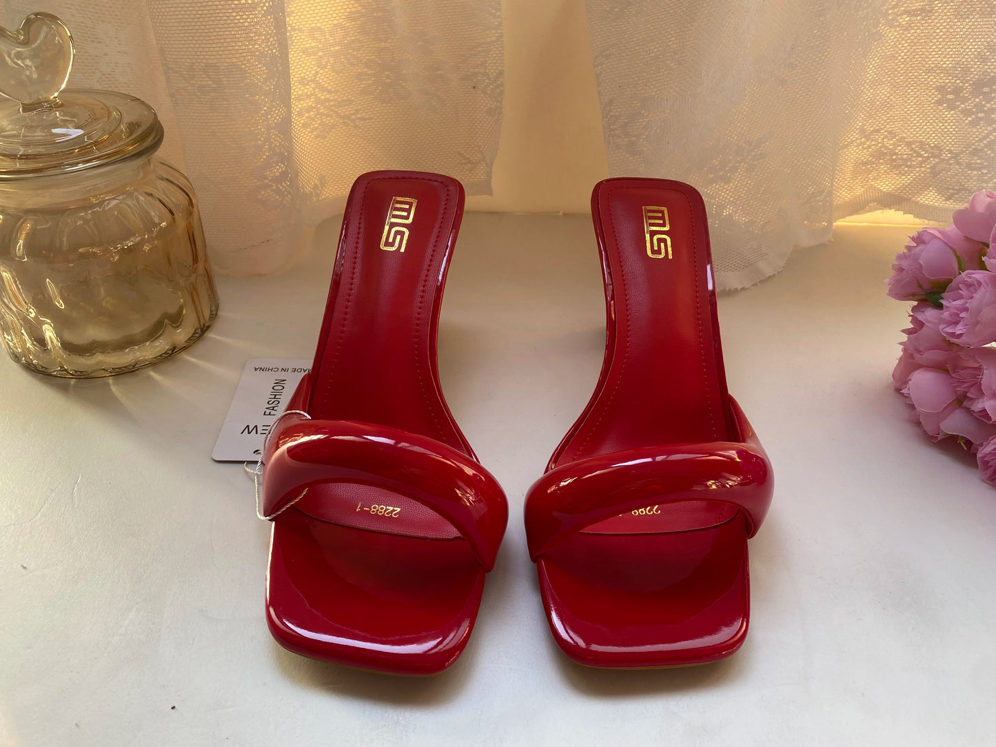 Black Red High Heel Sandals Women Open Toe Slingback Sandals Female Pumps Square Toe Summer Simple Designer Heeled Sandals