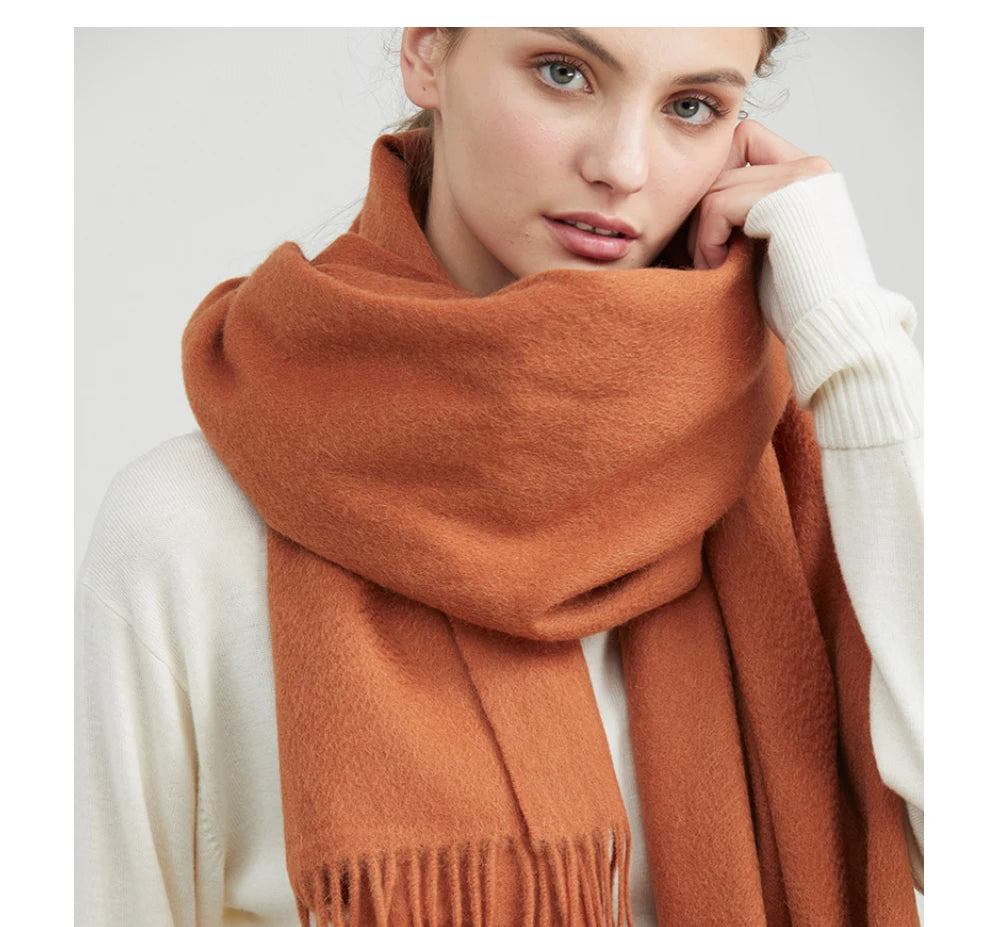 Solidlove 100% Wool Winter Scarf | Women's Fashion Cashmere Poncho Wrap | Elegant Scarves for Ladies | EnigmaParis