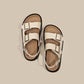 Low Sandals Woman Leather Low-heeled Rome Fabric Slides Rubber Hoof Heels Low Sandals Woman Leather Low-heeled Fabric Rubber Sli