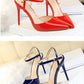 86-1 Style Simple Slim Ultra High Heel Shallow Painted Leather Sexy Nightclub Slimming One-word Strap Women Cool Shoes