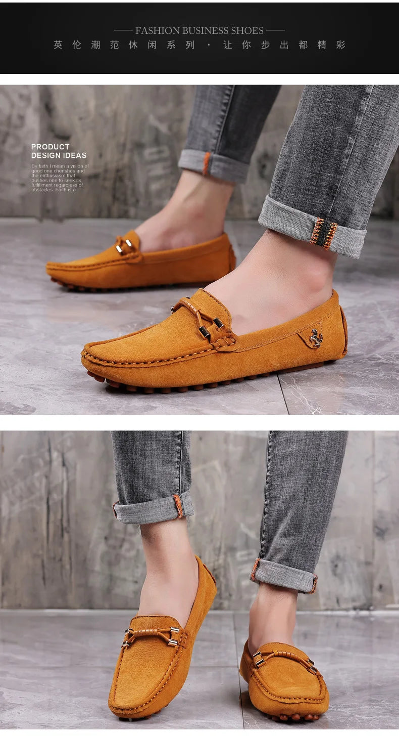 Men Suede Leather Loafers Shoes | Slip on Non-slip Driving Loafers for Men