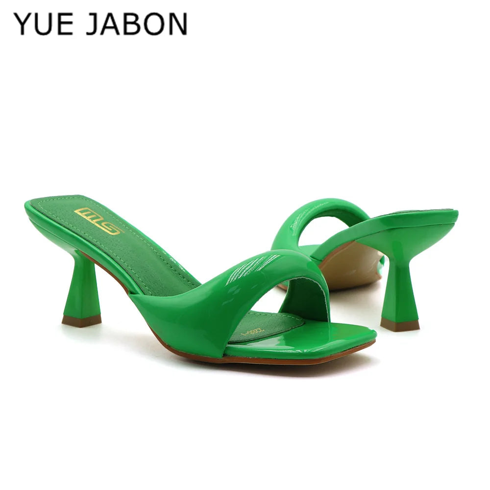 Black Red High Heel Sandals Women Open Toe Slingback Sandals Female Pumps Square Toe Summer Simple Designer Heeled Sandals