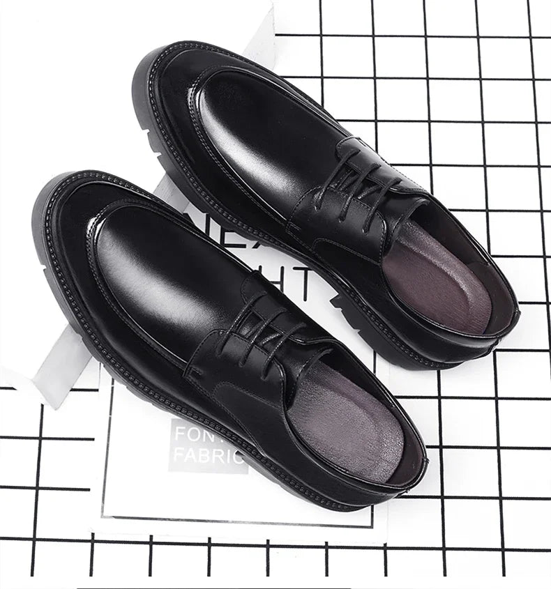 8-10cm Height Increasing Shoes for Men Summer Autumn Inside High Shoes Men's Hollow Business Dress Men's Elevator Leather Shoes