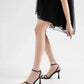 2025 designer women's new fashion letter high heels black super high heels stilettos lace-up sandals for women