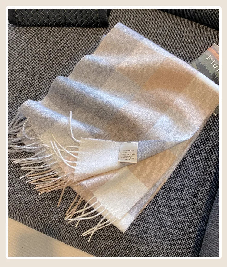 High-Quality 100% Wool Scarf | Women's Classic Soft Cashmere Muffler | EnigmaParis