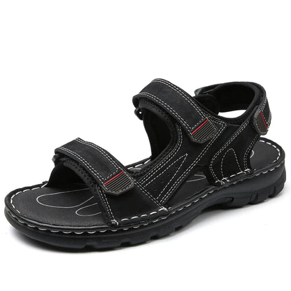 Outdoor Leather Men Sandals Summer Casual Shoes For Men Beach Sandals Soft Breathable Men Shoes Plus Size 38-48