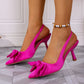 Summer Bow Wrapped Stiletto Sandals Women's Fashion Pointed Toe Shallow Mouth Slip Foot Anti-Slip Wear-Resistant High Heels