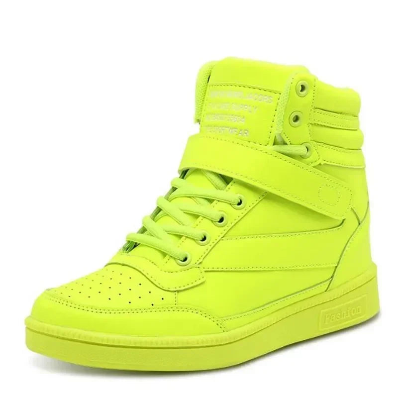 Designer Woman Breathable High Top Black White Boots Women Casual Sport Shoes Platform Hidden Increasing Sneakers Leather Shoe
