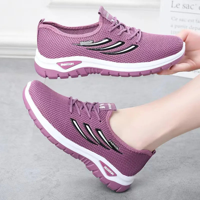 Women Mesh Breathable Casual Sneakers Lace-up Vulcanized Shoes Ladies Platform Sneakers Female Shoes Plus Size Zapatos De Mujer