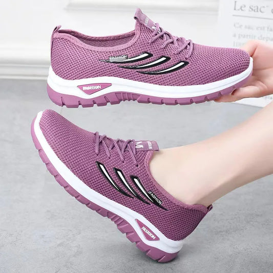Women Mesh Breathable Casual Sneakers Lace-up Vulcanized Shoes Ladies Platform Sneakers Female Shoes Plus Size Zapatos De Mujer