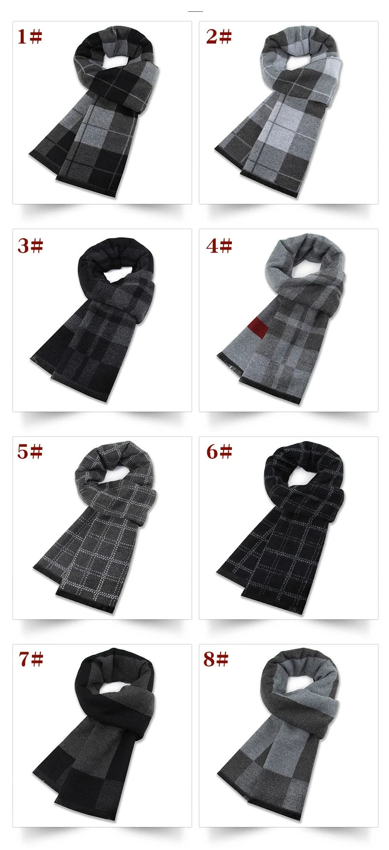 Luxury Wool Scarf for Men | Winter Warm Cashmere Silk Plaid Pashmina Shawl | EnigmaParis