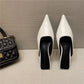 Woman Slippers Pointed Toe Outside Job Sandals Slides Mules Low Heel White Shoes for Women with Comfortable Luxury Korea Style