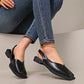 Leather Toe Cap Sandals for Women 2024 New Flat Bottomed Square Toe Single Shoes, Retro Exterior Wear, Anti Slip Beach Slippers