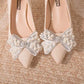 Pumps with Bow on Heeled Wedding Bride Shoe High Heels Shoes for Women Pointed Toe Woman PumpsLoafers Stilito Beau Today Lastest