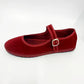 Velvet Mary Jane Shoes for Women Hand Stitch Casual Streetwear Ballet Flats Pumps Female Solid Color Red Cloth Shoes Loafers