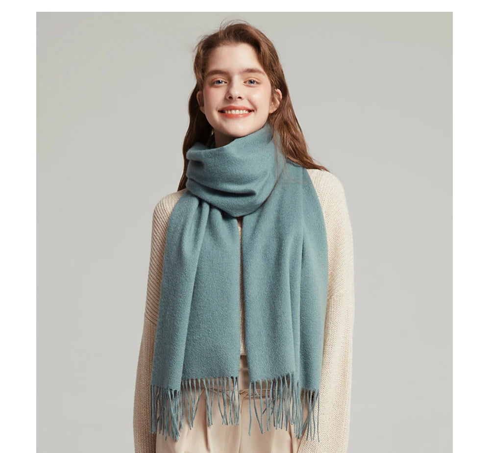 Solidlove 100% Wool Winter Scarf | Women's Fashion Cashmere Poncho Wrap | Elegant Scarves for Ladies | EnigmaParis