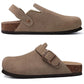 Crestar Women's Suede Clogs with Adjustable Strap Fashion Cork Footbed Genuine Leather Mules Outdoof New Slip on Potato Shoes