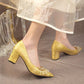 Pointed Toe with Crystals Rhinestone Wedding Bride Shoe Formal Woman Pumps Shoes for Women Diamond Medium Heels Casual Vacation