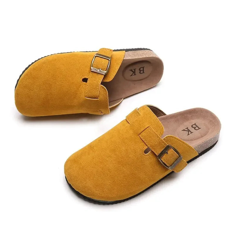 2023 New Concise Retro Outside Flat with Women's Slippers Mules Modern Sandals Buckle Shoes Strap Autumn Winter