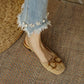 Retro Women Sandals Fashion Low-heeled Shoes Slingback Suede Office Ladies Shoes High Quality Elegant Slip on Woman Flat Sandals