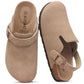 Crestar Women's Suede Clogs with Adjustable Strap Fashion Cork Footbed Genuine Leather Mules Outdoof New Slip on Potato Shoes