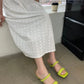 Open Toe High Heeled Sandals Women's 2023 Summer New Square Head Thick Heel Mid-heel Slippers