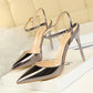 86-1 Style Simple Slim Ultra High Heel Shallow Painted Leather Sexy Nightclub Slimming One-word Strap Women Cool Shoes