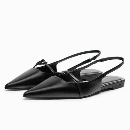 New Bling Women Sandal Fashion Pointed Toe Shallow Slip on Ladies Elegant Slingback Shoes Med Heel Flat Shoes Luxury Brand