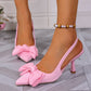 Summer Bow Wrapped Stiletto Sandals Women's Fashion Pointed Toe Shallow Mouth Slip Foot Anti-Slip Wear-Resistant High Heels