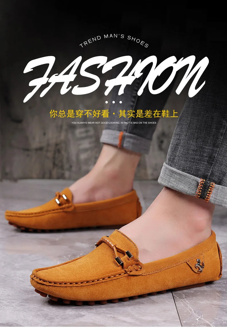 Men Suede Leather Loafers Shoes | Slip on Non-slip Driving Loafers for Men