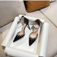 Comemore 2025 White Wedding Bridesmaid Shoes Satin Fashion Rhinestone Fringe Chain High Heels Black Temperament Elegance Pumps