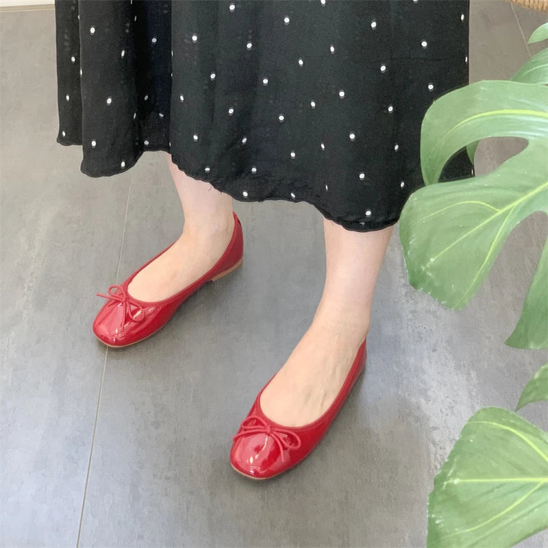 Women Flat Heel Outdoor Casual Mary Jane Red New  Flat Shoes Fashion Shallow Slip On Ladies Elegant Ballerinas Soft Shoes