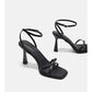 2025 designer women's new fashion letter high heels black super high heels stilettos lace-up sandals for women