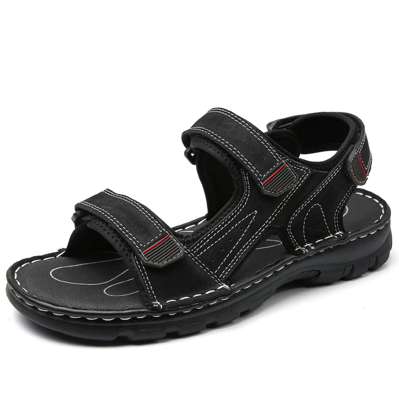 Outdoor Leather Men Sandals Summer Casual Shoes For Men Beach Sandals Soft Breathable Men Shoes Plus Size 38-48