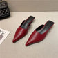 Woman Slippers Pointed Toe Outside Job Sandals Slides Mules Low Heel White Shoes for Women with Comfortable Luxury Korea Style