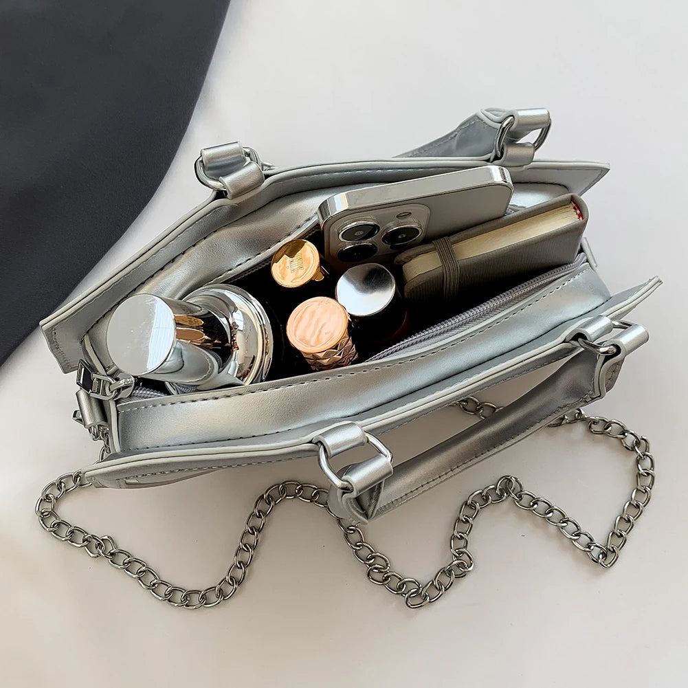 Women's Coffin Shaped Hobo Bag Halloween Chain Crossbody Bag PU Leather Top Handle Bag High Quality Handbags Fashion Sling Purse