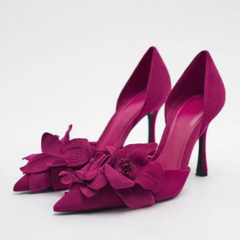 Ladies Solid Red Flowers Lace Up Unique Sexy Sandals Cross Tied Stiletto Heel Party 2023 New Arrival Summer Woman Shoes