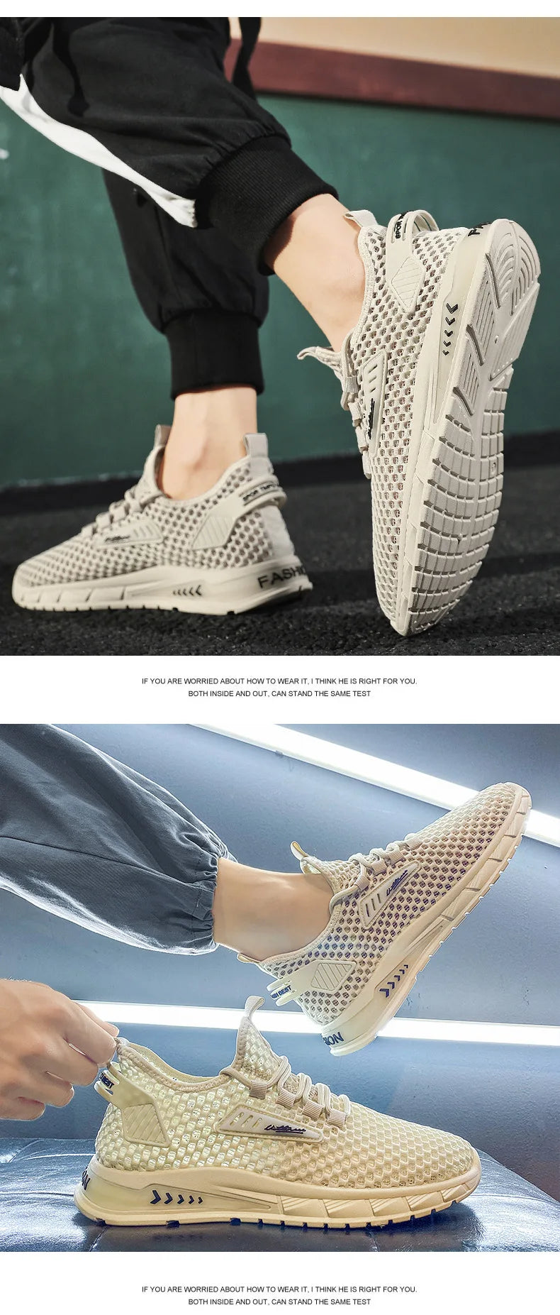 Men's Shoes Summer Hollow Mesh Breathable Shoes Men Casual Sports Running Sneakers Fashion Comfortable Mens Beach Shoes