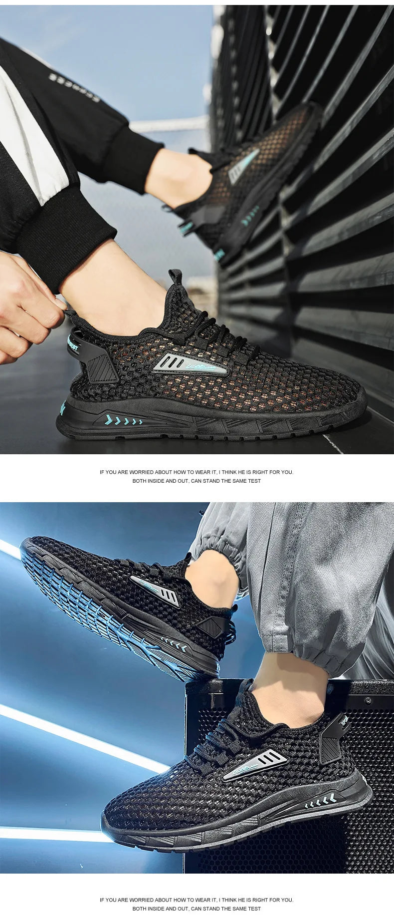 Men's Shoes Summer Hollow Mesh Breathable Shoes Men Casual Sports Running Sneakers Fashion Comfortable Mens Beach Shoes