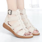 2024 New Women's Tennis Boots Flat Bottom Low Heel Hollow Cool Boots Summer Open Toe Genuine Leather Sandals Flat Shoes
